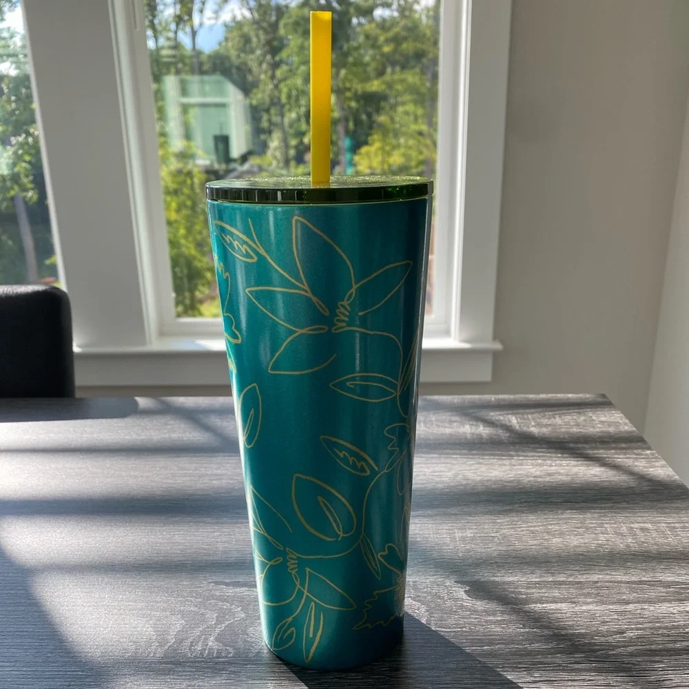 NWT Starbucks Spring 2022 Floral Stainless Steel Tumbler Travel Mug w/Lid 24 OZ